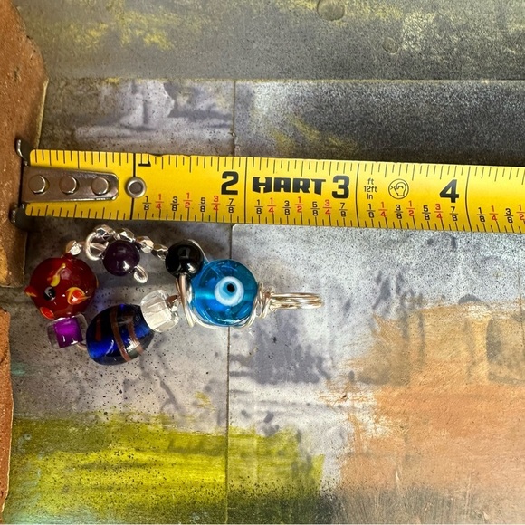 Evil eye necklace pendant OOAK Art to wear handmade assemblage Beaded 2204 S - Picture 2 of 7